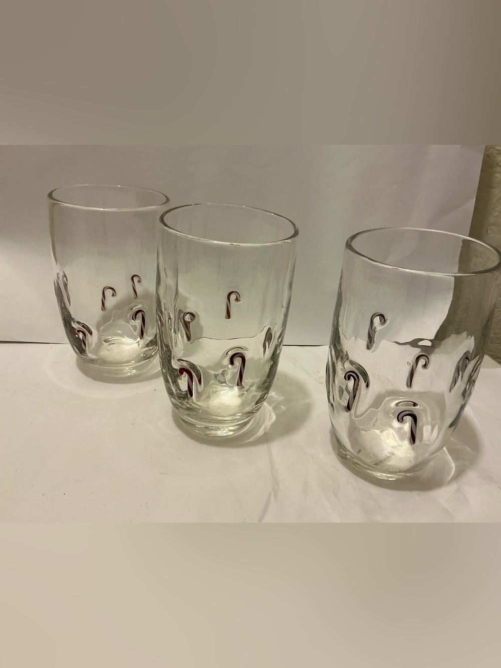 ARTLAND highball glass candy cane Hand Blown Glass lot of 3
